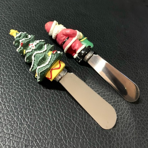 Christmas Decor Butter Spreaders stainless with Santa Claus & Christmas Tree - Picture 3 of 5